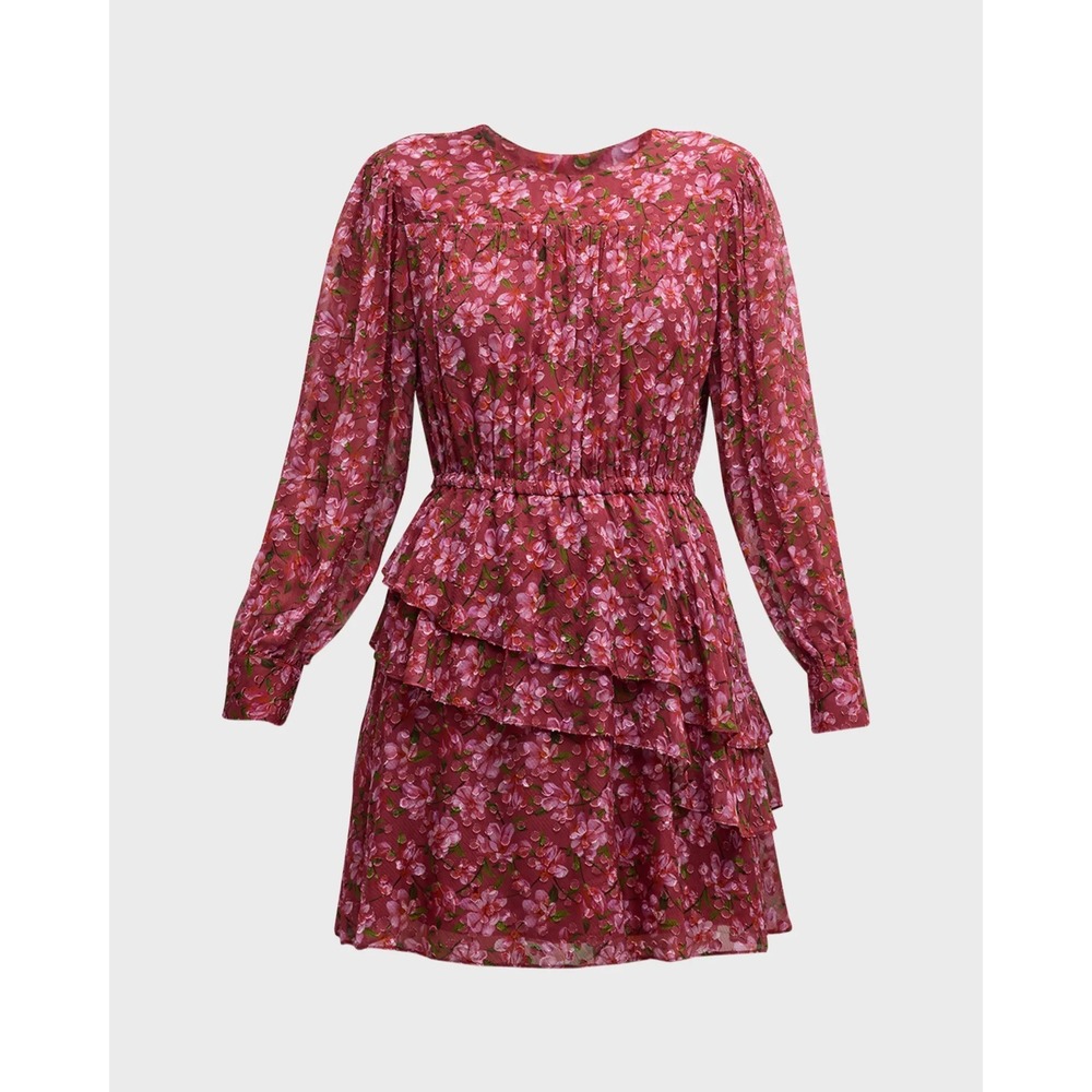 Sachin & Babi NEW Meg Floral-Print Ruffle Chiffon Mini Dress Size Med MSRP $295